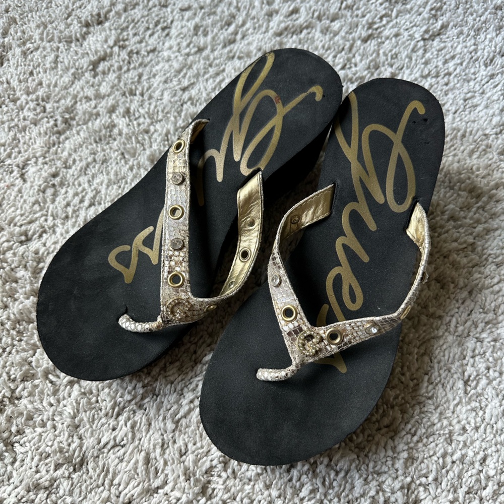 Guess Black and Gold Sandals